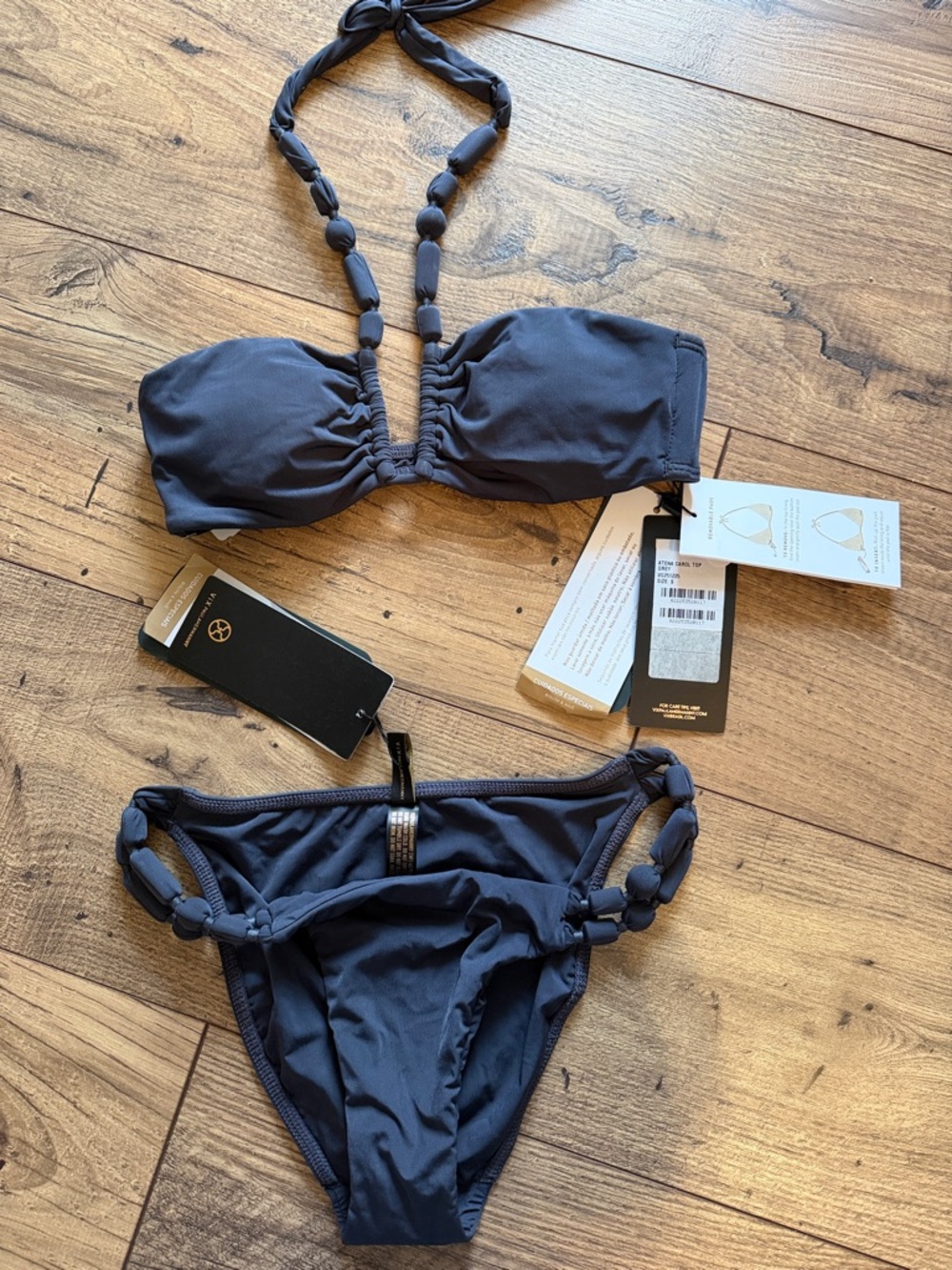 NWT ViX Paula Hermanny Atena Carol Bikini Set Grey - XS / S
